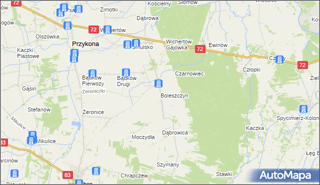 mapa Boleszczyn, Boleszczyn na mapie Targeo