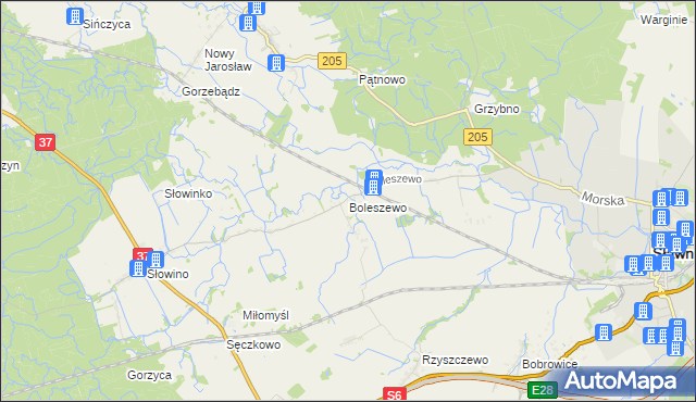 mapa Boleszewo, Boleszewo na mapie Targeo