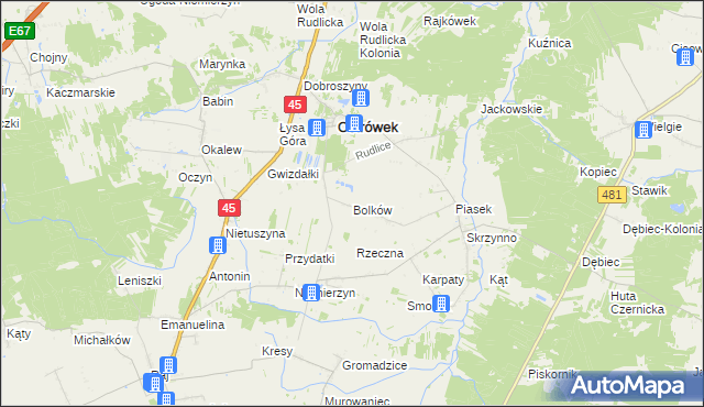 mapa Bolków gmina Ostrówek, Bolków gmina Ostrówek na mapie Targeo