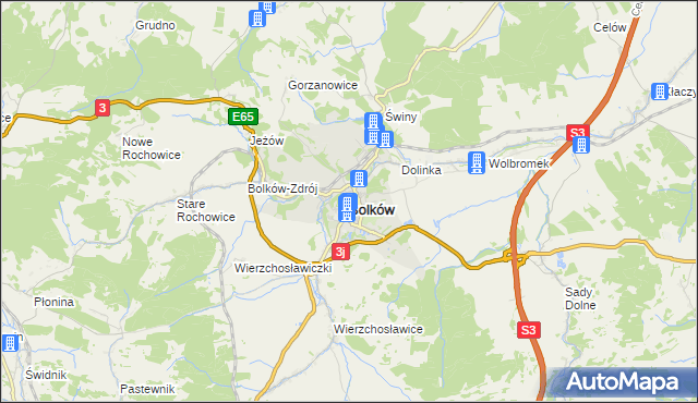 mapa Bolków powiat jaworski, Bolków powiat jaworski na mapie Targeo