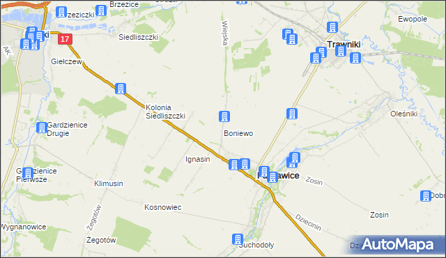 mapa Boniewo gmina Fajsławice, Boniewo gmina Fajsławice na mapie Targeo