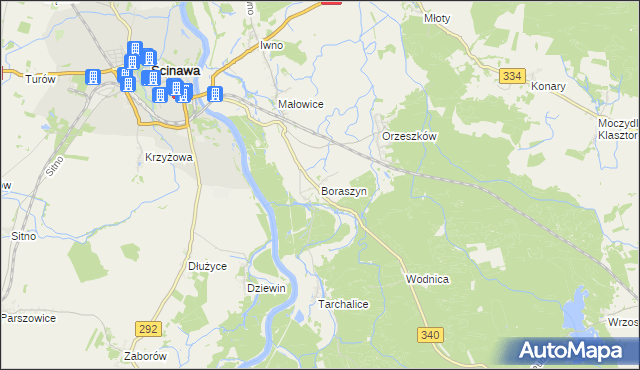 mapa Boraszyn, Boraszyn na mapie Targeo
