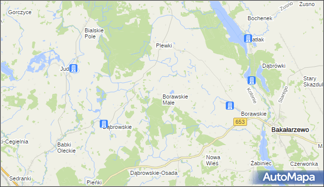 mapa Borawskie Małe, Borawskie Małe na mapie Targeo