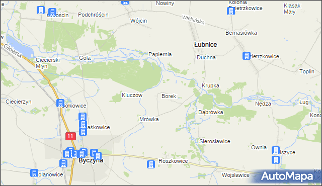 mapa Borek gmina Byczyna, Borek gmina Byczyna na mapie Targeo