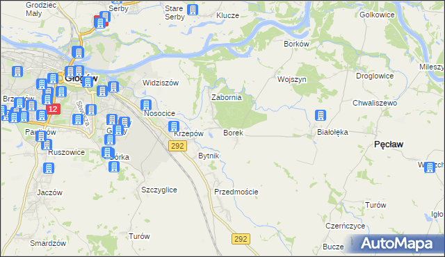 mapa Borek gmina Głogów, Borek gmina Głogów na mapie Targeo