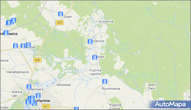 mapa Borek gmina Korfantów, Borek gmina Korfantów na mapie Targeo