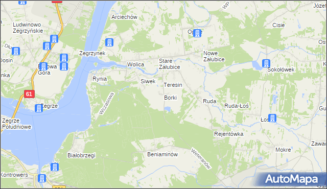 mapa Borki gmina Radzymin, Borki gmina Radzymin na mapie Targeo