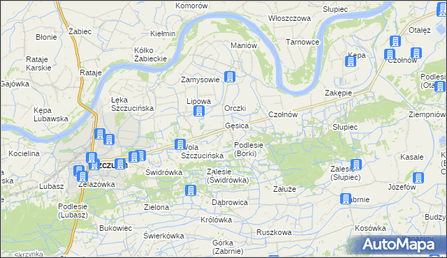 mapa Borki gmina Szczucin, Borki gmina Szczucin na mapie Targeo