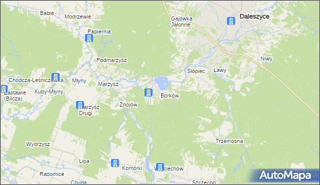 mapa Borków gmina Daleszyce, Borków gmina Daleszyce na mapie Targeo