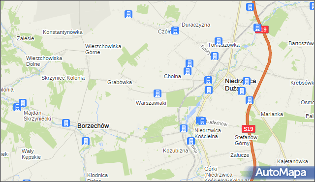 mapa Borkowizna gmina Niedrzwica Duża, Borkowizna gmina Niedrzwica Duża na mapie Targeo