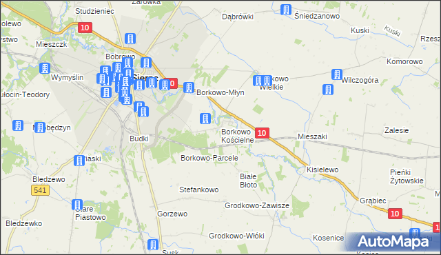 mapa Borkowo Kościelne, Borkowo Kościelne na mapie Targeo