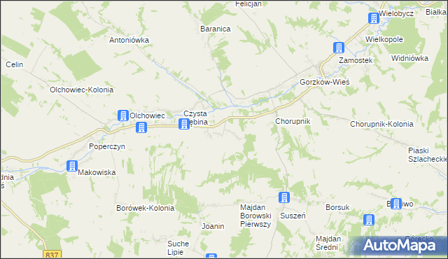 mapa Borów-Kolonia gmina Gorzków, Borów-Kolonia gmina Gorzków na mapie Targeo