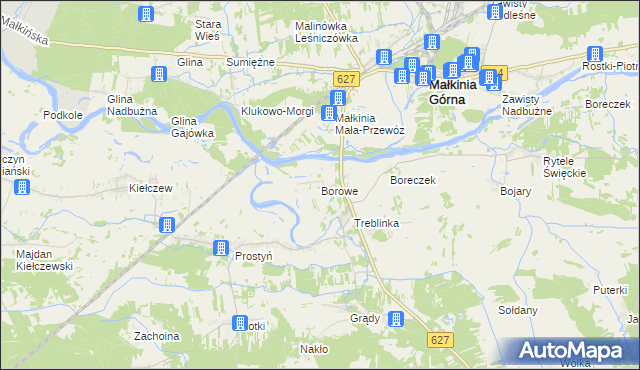 mapa Borowe gmina Małkinia Górna, Borowe gmina Małkinia Górna na mapie Targeo