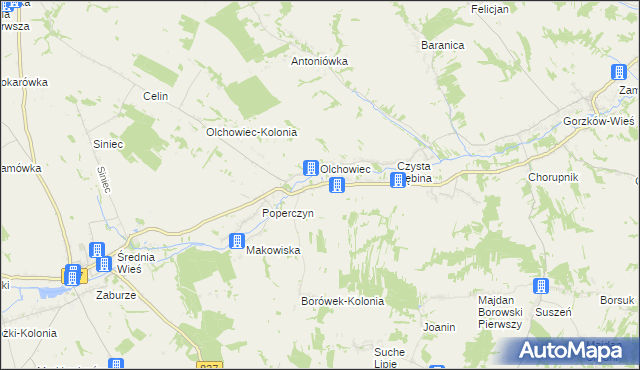 mapa Borówek gmina Żółkiewka, Borówek gmina Żółkiewka na mapie Targeo