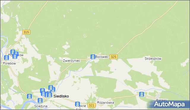 mapa Borowiec gmina Siedlisko, Borowiec gmina Siedlisko na mapie Targeo