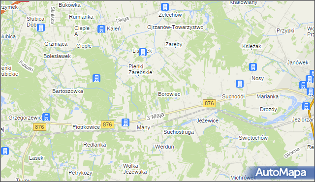 mapa Borowiec gmina Tarczyn, Borowiec gmina Tarczyn na mapie Targeo