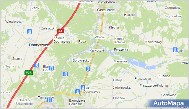 mapa Borowiecko-Kolonia, Borowiecko-Kolonia na mapie Targeo