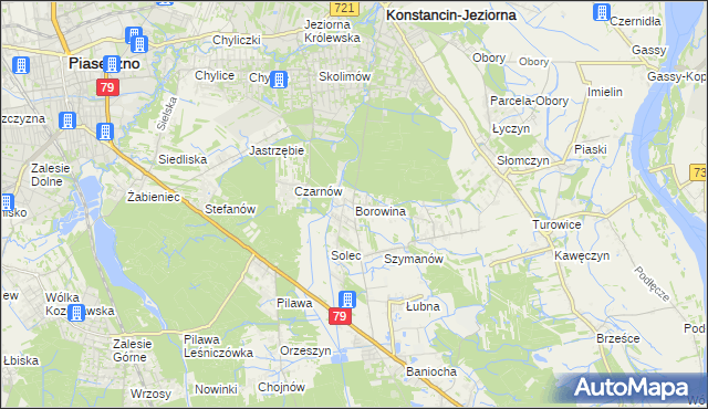 mapa Borowina gmina Konstancin-Jeziorna, Borowina gmina Konstancin-Jeziorna na mapie Targeo