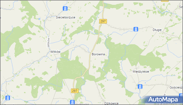 mapa Borowina gmina Szprotawa, Borowina gmina Szprotawa na mapie Targeo