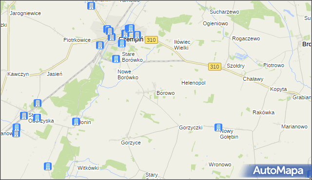 mapa Borowo gmina Czempiń, Borowo gmina Czempiń na mapie Targeo