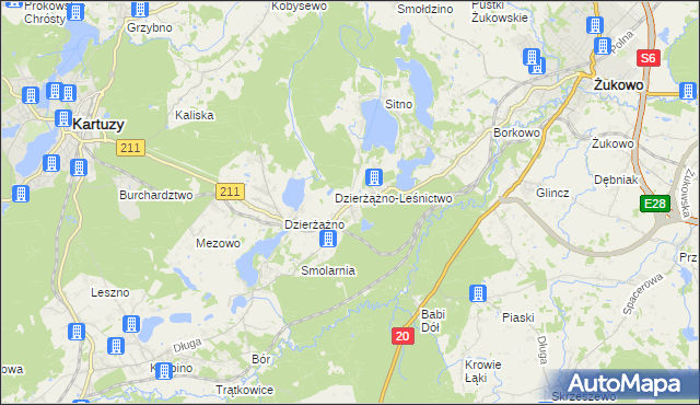 mapa Borowo gmina Kartuzy, Borowo gmina Kartuzy na mapie Targeo