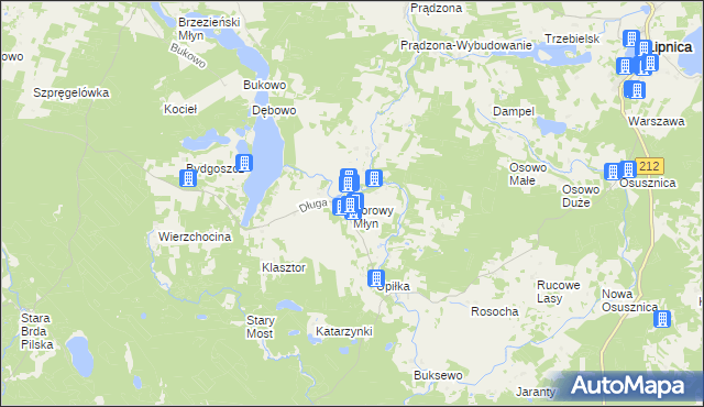 mapa Borowy Młyn gmina Lipnica, Borowy Młyn gmina Lipnica na mapie Targeo