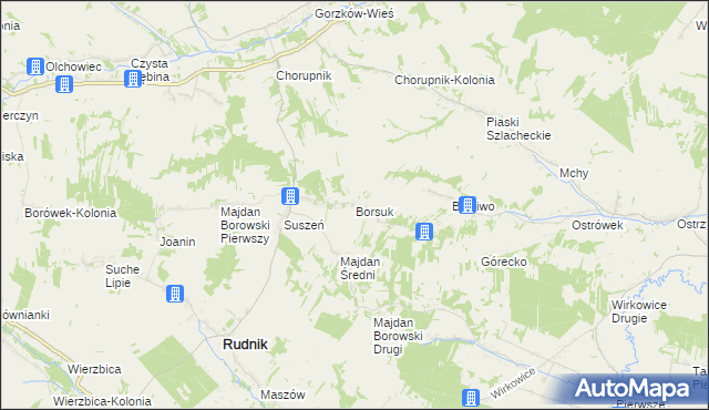 mapa Borsuk gmina Gorzków, Borsuk gmina Gorzków na mapie Targeo