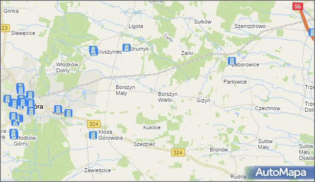 mapa Borszyn Wielki, Borszyn Wielki na mapie Targeo