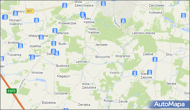 mapa Borucicha, Borucicha na mapie Targeo