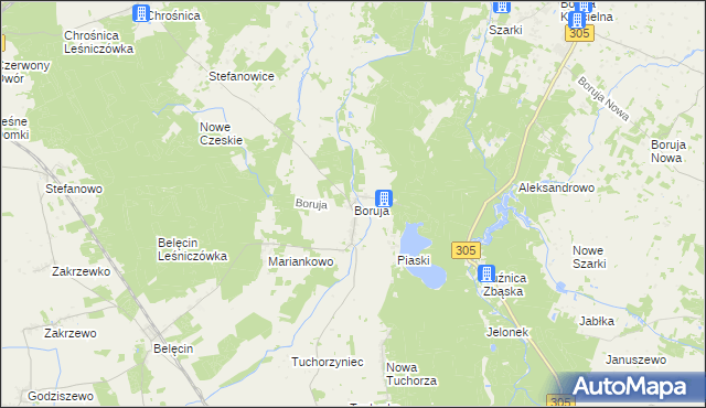 mapa Boruja, Boruja na mapie Targeo