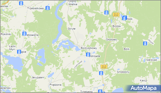 mapa Borzyszkowy, Borzyszkowy na mapie Targeo