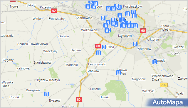 mapa Boża Wola gmina Kutno, Boża Wola gmina Kutno na mapie Targeo