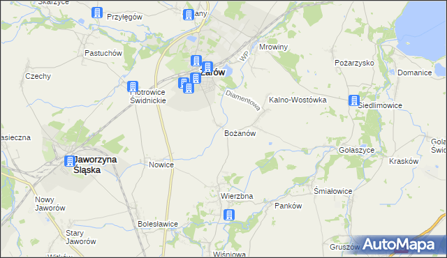 mapa Bożanów, Bożanów na mapie Targeo