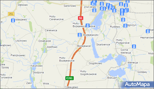 mapa Bożejewice gmina Żnin, Bożejewice gmina Żnin na mapie Targeo