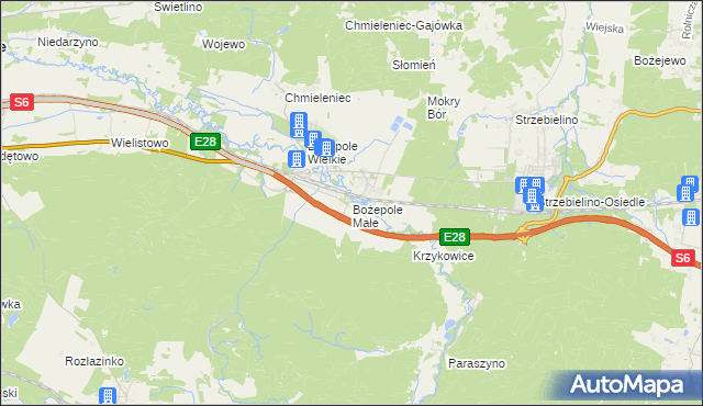 mapa Bożepole Małe, Bożepole Małe na mapie Targeo