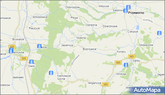 mapa Bożnowice, Bożnowice na mapie Targeo