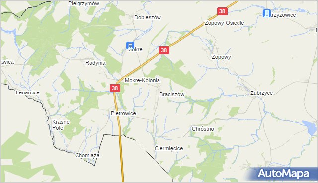 mapa Braciszów, Braciszów na mapie Targeo