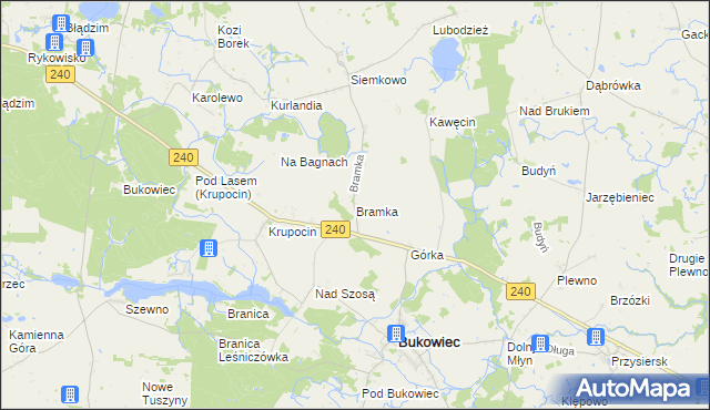 mapa Bramka gmina Bukowiec, Bramka gmina Bukowiec na mapie Targeo