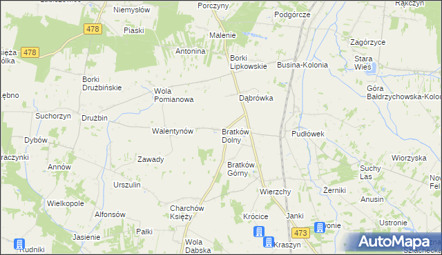 mapa Bratków Dolny, Bratków Dolny na mapie Targeo