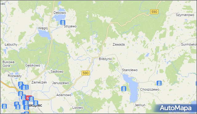 mapa Bredynki, Bredynki na mapie Targeo