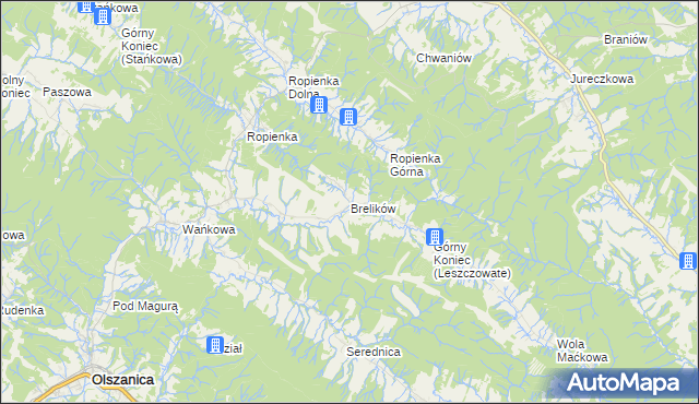 mapa Brelików, Brelików na mapie Targeo
