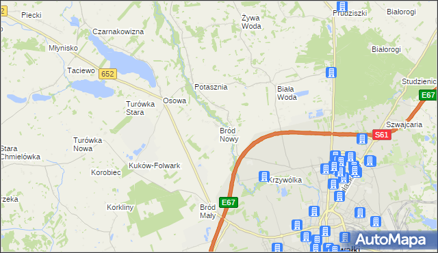 mapa Bród Nowy, Bród Nowy na mapie Targeo