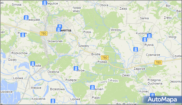 mapa Brodła, Brodła na mapie Targeo