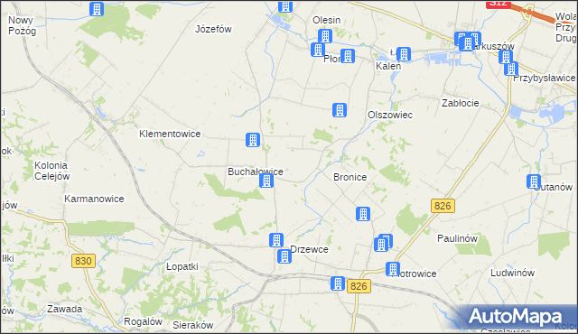 mapa Bronice-Kolonia, Bronice-Kolonia na mapie Targeo