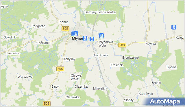 mapa Bronikowo gmina Młynary, Bronikowo gmina Młynary na mapie Targeo