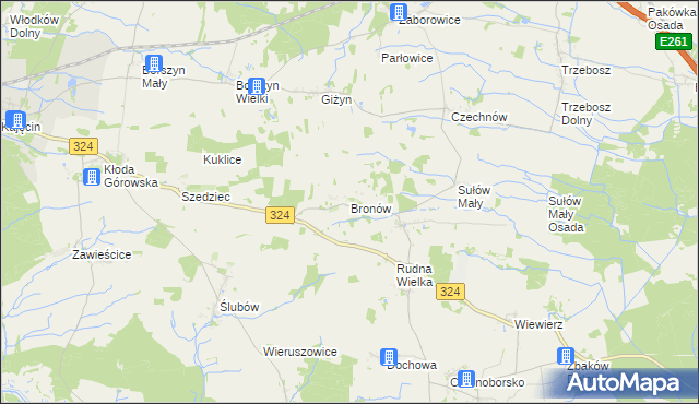 mapa Bronów gmina Góra, Bronów gmina Góra na mapie Targeo