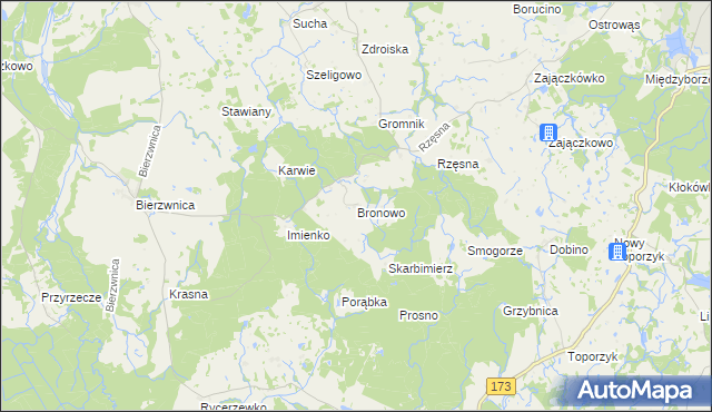 mapa Bronowo gmina Połczyn-Zdrój, Bronowo gmina Połczyn-Zdrój na mapie Targeo