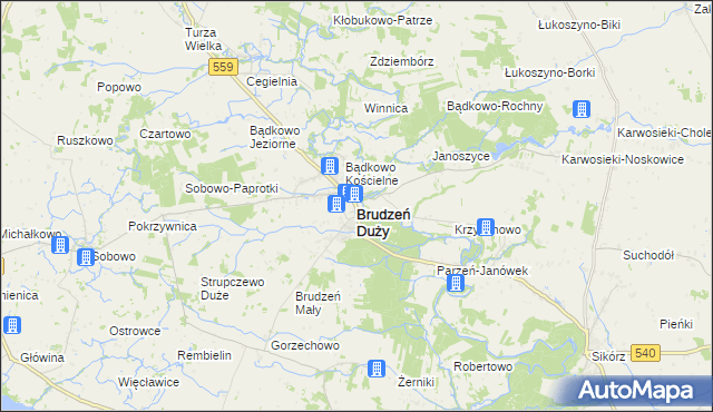 mapa Brudzeń Duży, Brudzeń Duży na mapie Targeo