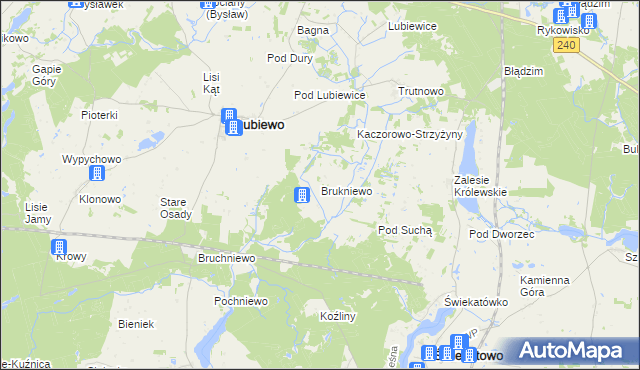 mapa Brukniewo, Brukniewo na mapie Targeo