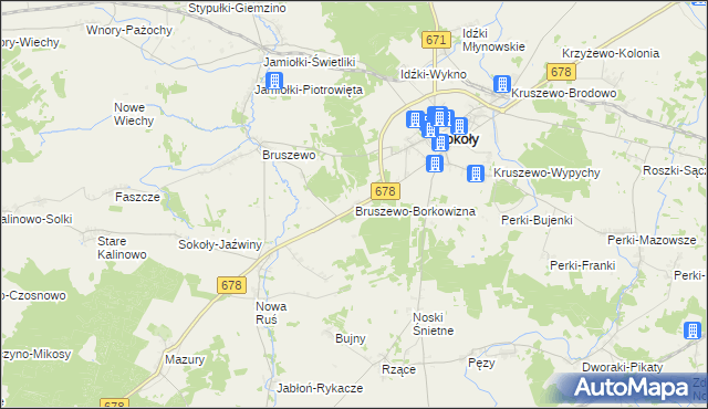 mapa Bruszewo-Borkowizna, Bruszewo-Borkowizna na mapie Targeo